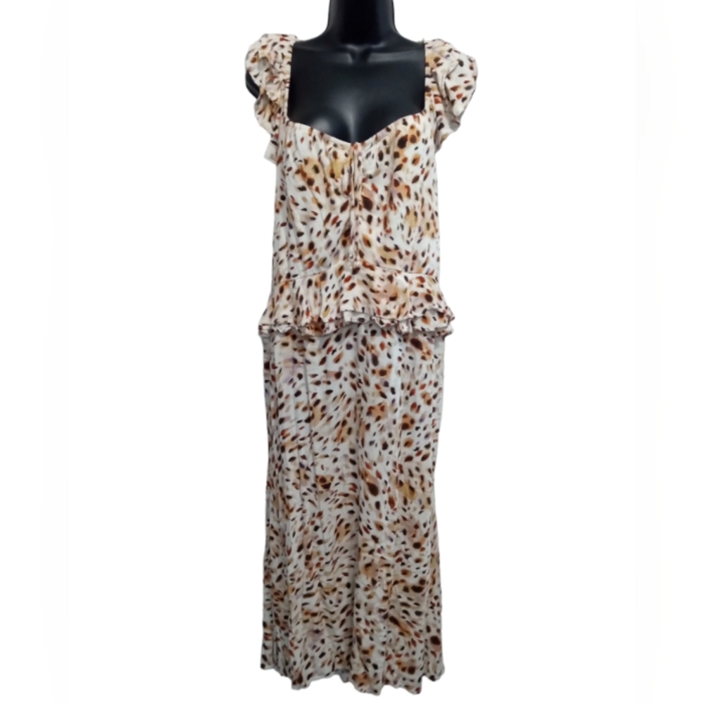 Sofia Vergara Dress XL Maxi Spotted Blousen Style Queen Anne Neckline  Travel